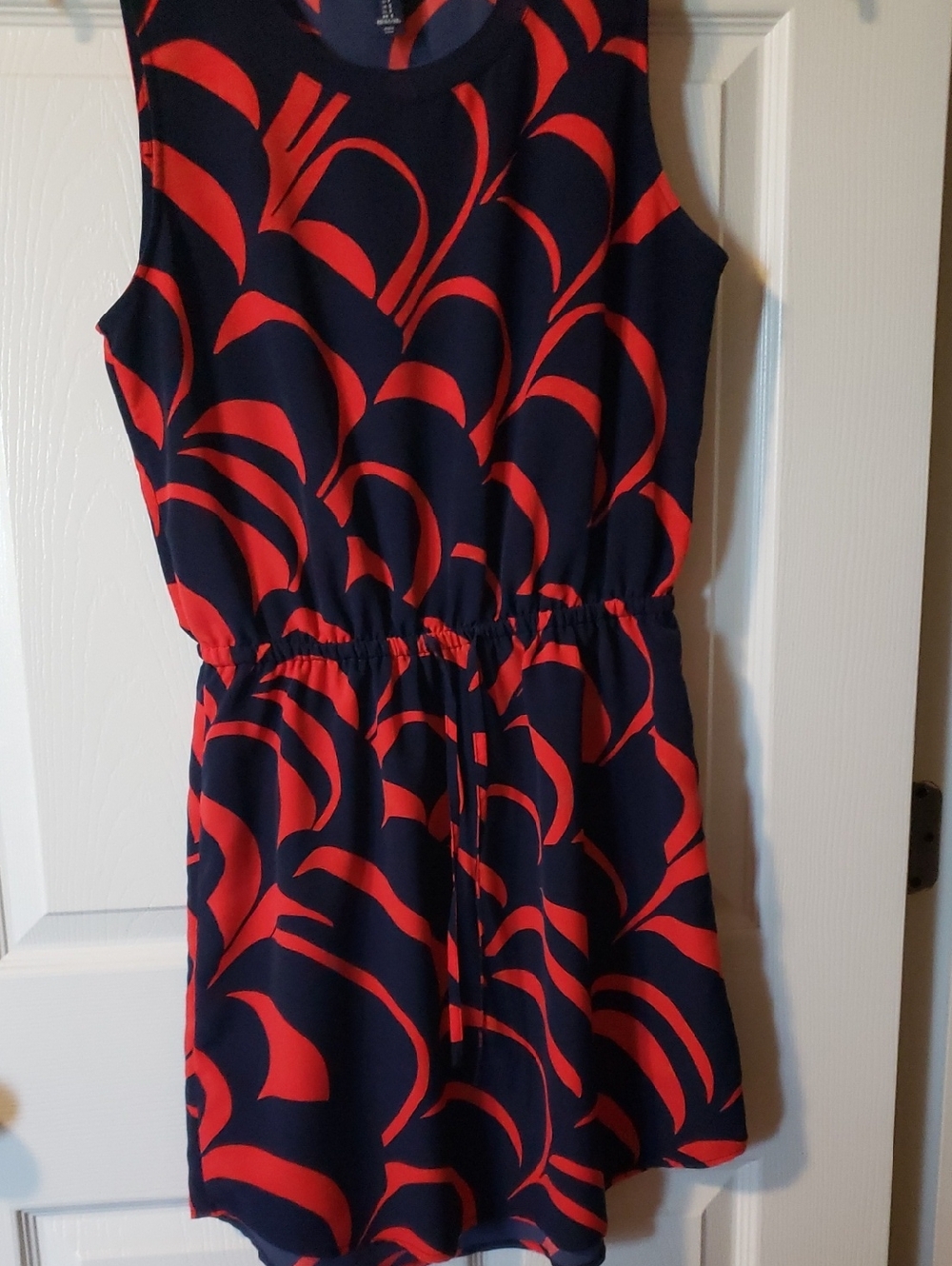 GAP Navy and Red Sleeveless Drawstring Dress